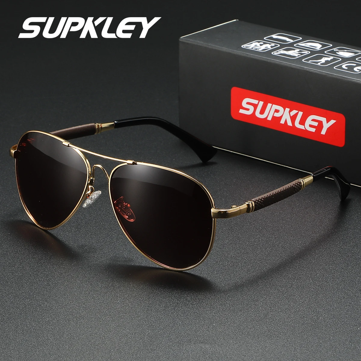 

SUPKLEY Изысканные поляризационные солнцезащитные очки в стиле ретро с овальной оправой, устойчивые к ультрафиолетовому излучению и универсальные модные вещи