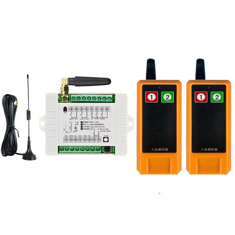 DC 12V 24V 36V 2CH RF Wireless Remote Control Switch Radio Receiver With 2000M Long Distance Remote Controller Suckers Antenna