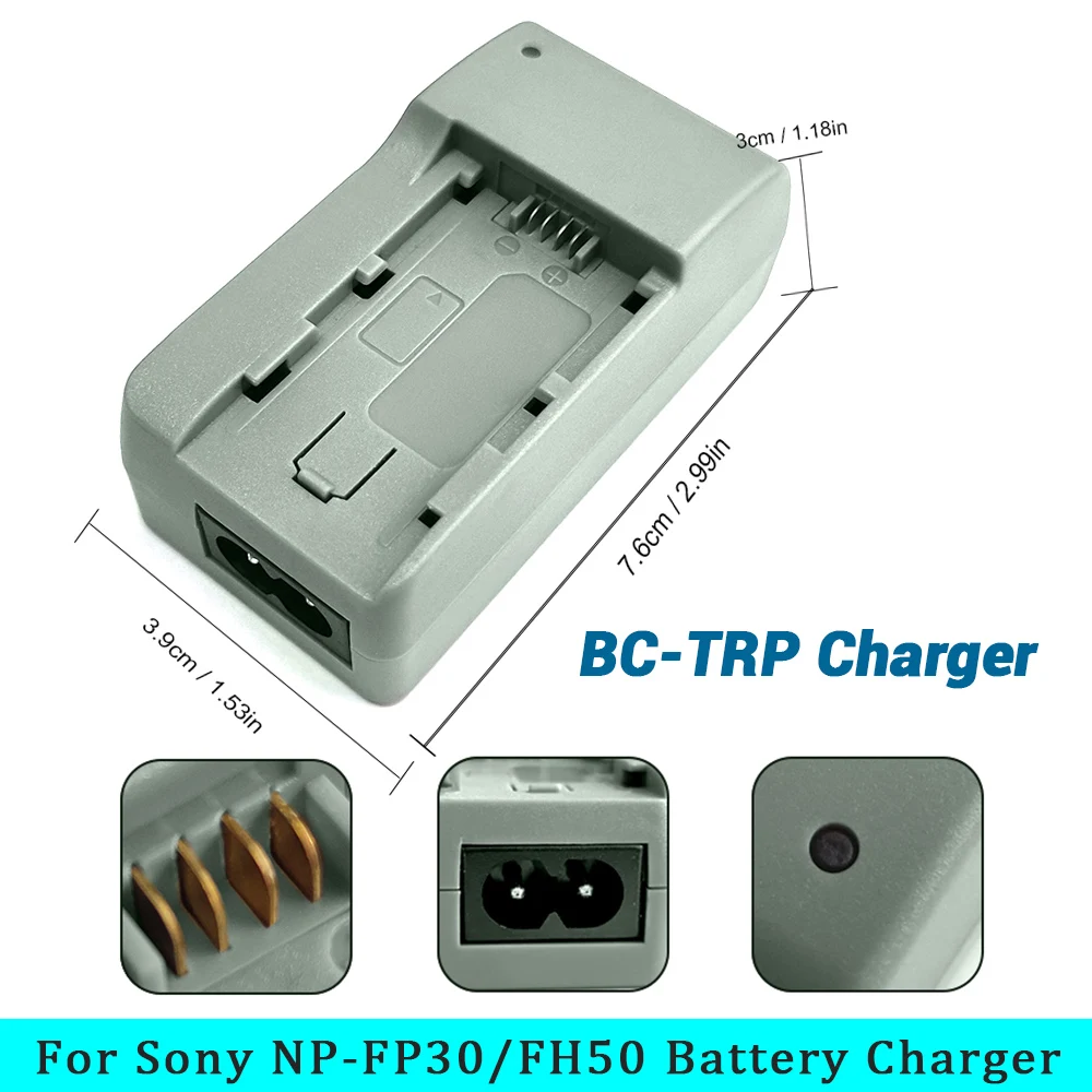 BC-TRP Camera Battery Charger for Sony NP-FP30,FP50,FP51,FP60,FP70,FP71,FP90,FH30,FH40,FH50,FH60,FV50,FV70,FH100 Lithium Battery