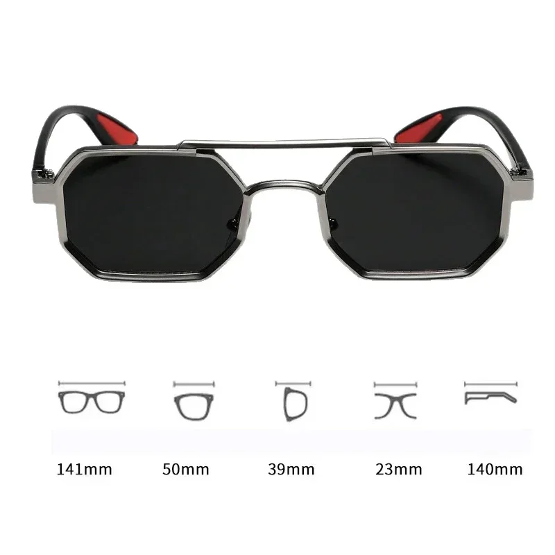 نظارات شمسية عصرية بإطار معدني كبير Cyberpunk للرجال والنساء نظارات قيادة خارجية للحماية من الأشعة فوق البنفسجية #6