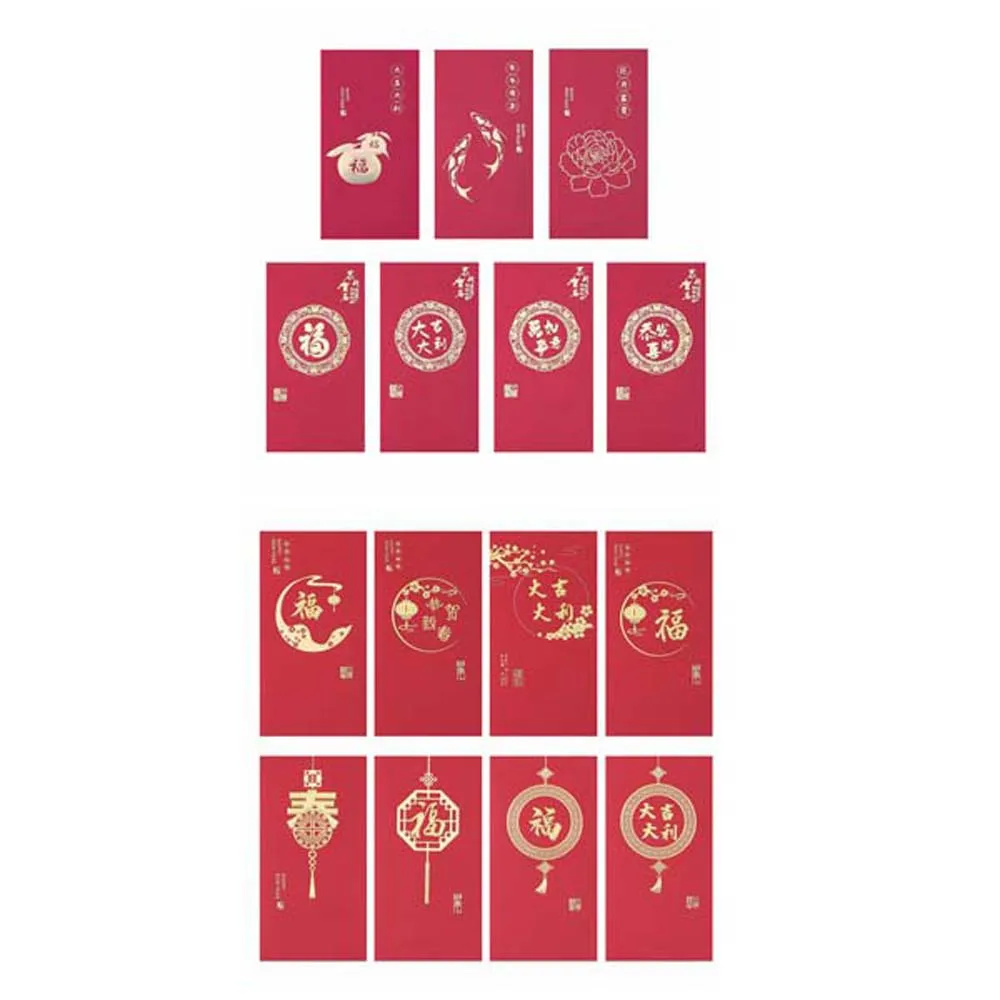 New Trendy Red Lucky Bag Red Envelopes Blessing Words HongBao New Year Money Bag Zodiac Snake Red Money Pocket Unisex