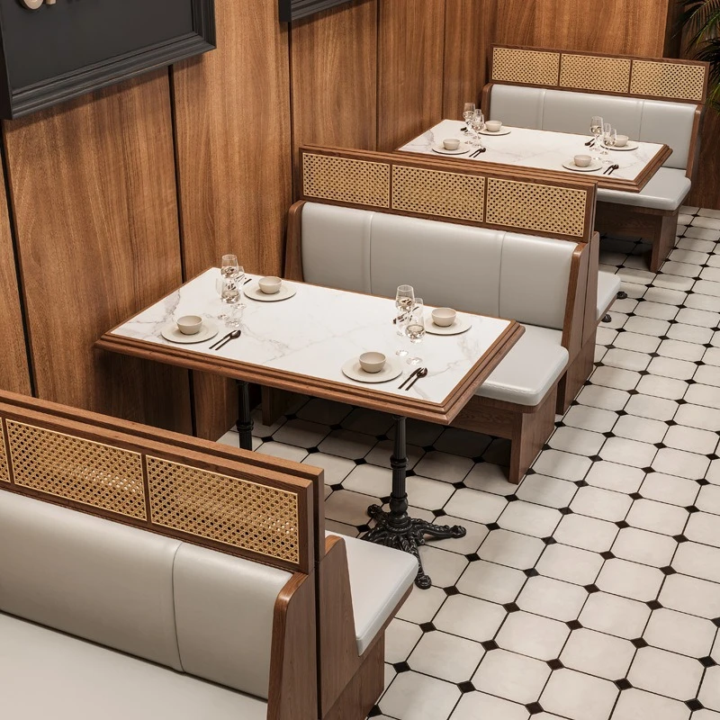 Tea Restaurant, Solid Wood Rattan Chairs, Thai Theme, Teahouse Booth, Sofa, Western Restaurant, Hot Pot Table