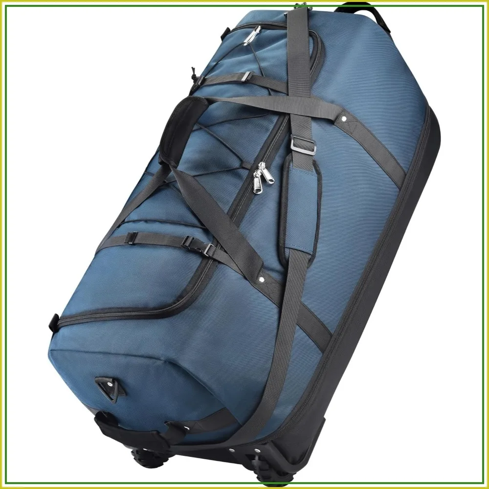 Expandable Rolling Duffle Bag with Wheels, 110L/140L, Foldable, Multi-Pockets, Soft-Sided, 32" Carry-On