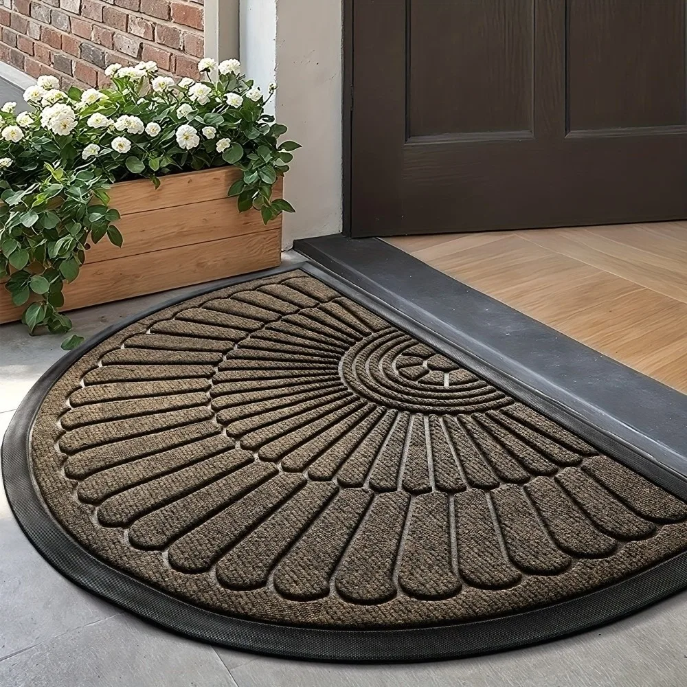 Rubber Half Round Door Mat Wear Resistant Non Slip Entrance Doormat Absorbent Easy to Clean Welcome Doormat Commercial Use