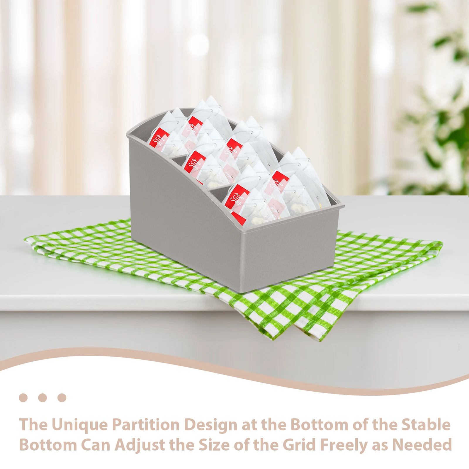 

Seasoning Bag Storage Box Tea Bag Organizer Coffee Packets Holder Plastic Desktop Counter Organizer for Home Office