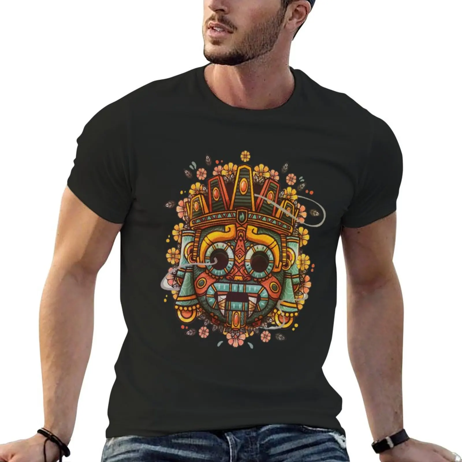 Tlaloc theAztec Rain God T-Shirt anime tshirt vintage basketball graphic tees vintage anime shirt men clothings