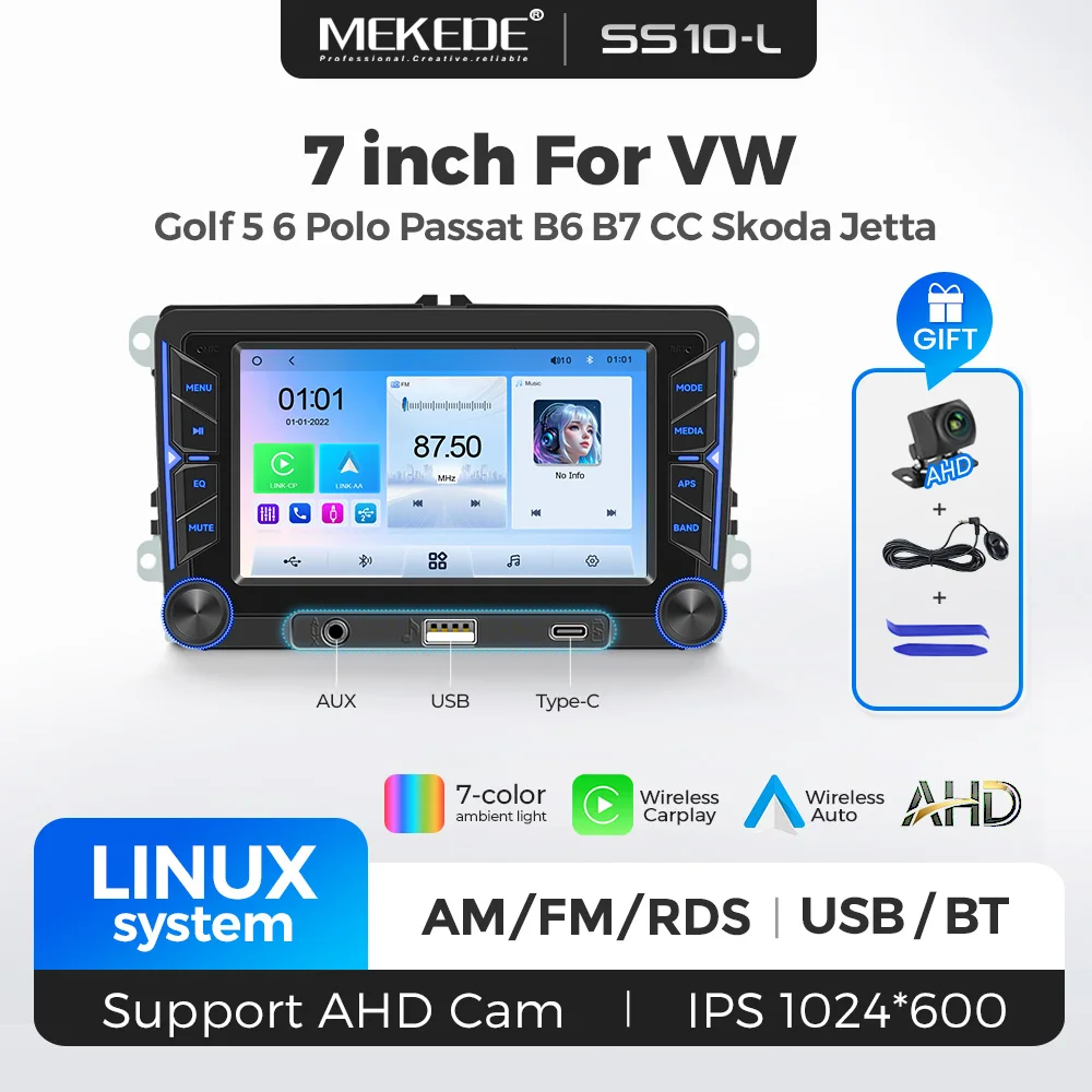 7 Inch Linux System For VW Golf 5 6 Polo Passat B6 B7 CC Skoda Jetta Original Vehicle Style Car Radio Stereo Multimedia Player