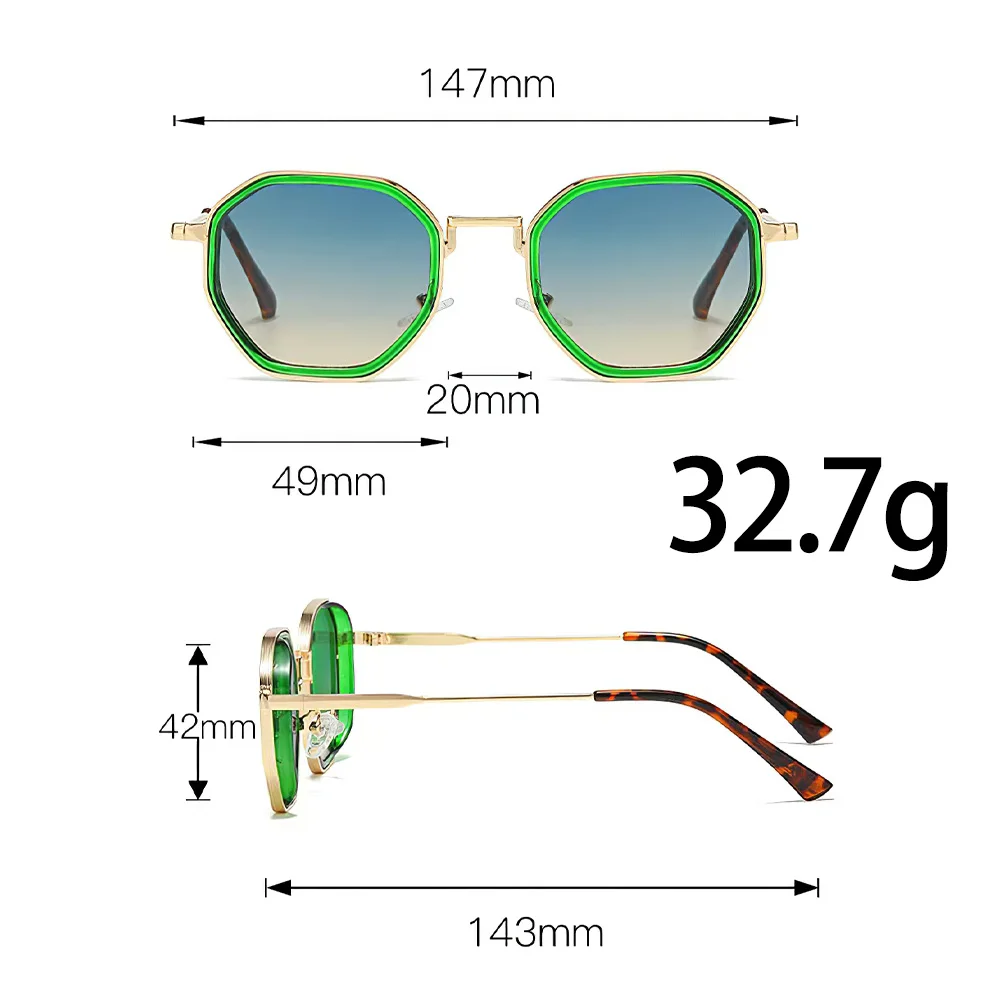 2025 New in Vintage Sunglasses for Women Modern Fashionable Octagonal Glasses with Black Lenses Golden Edging Sun Glasses
