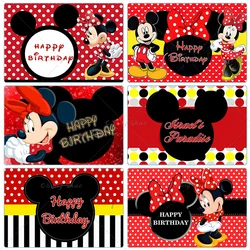 Red Disney Mickey Minnie Mouse Birthday Backdrop Wall Decorations Photozone Custom Kids Photography Background Party Backdrops