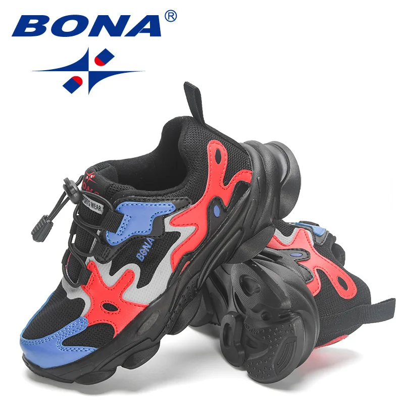 BONA 2023 New Designers Fashion Sneakers Child Walking Shoes Kids Non-slip Lightweight Sports Shoes Child Quality Running Shoes