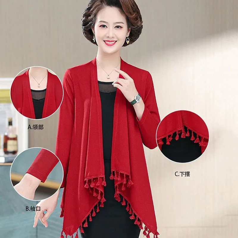 Upscale Long Sleeves Female Shawl Coat 2022 Spring Summer New Knitting Tassel Cardigan Top Loose Women's Sun Protection Jacket