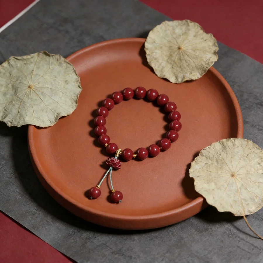 

1 шт. браслет из натурального лотоса с киноварью — украшение на удачу, создающее положительную энергию и благоприятные обстоятельства