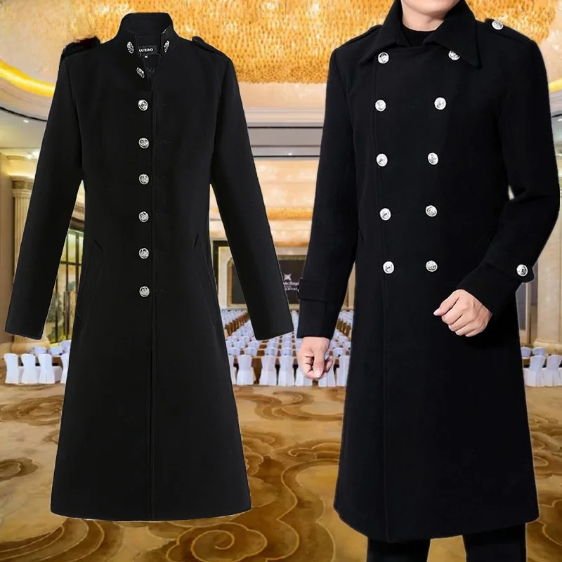 

Long Double-Buttoned Men's Windbreaker Coat Korean Loose Knee-Length Woolen Coat for Hotel Proper Work Youth Faion Urban ...
