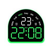Wall-mounted Electronic Wall Clock Temperature Date Digital LED Clocks Multi-functional 12/24H Alarm Clocks for Bedroom