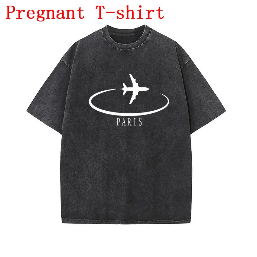 

Funny Paris Printing Summer Grey Tee Pregnant Woman Short Sleeve Gothic Retro Old Cotton Breathable T-shirt Made in China