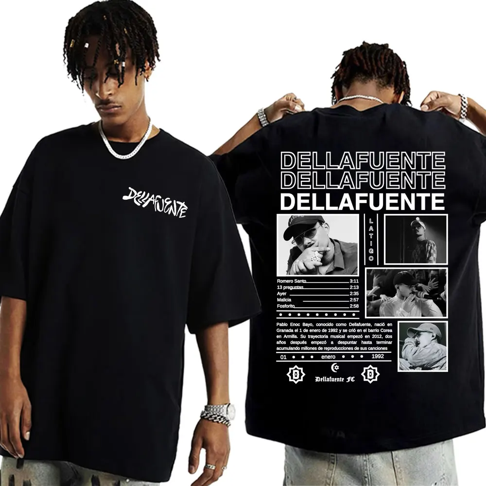 Rapper Dellafuente Tour Cover Graphic T Shirts Men's Clothing Harajuku Hip Hop Punk Oversized T Shirt Casual 100% Cotton T-shirt image 4