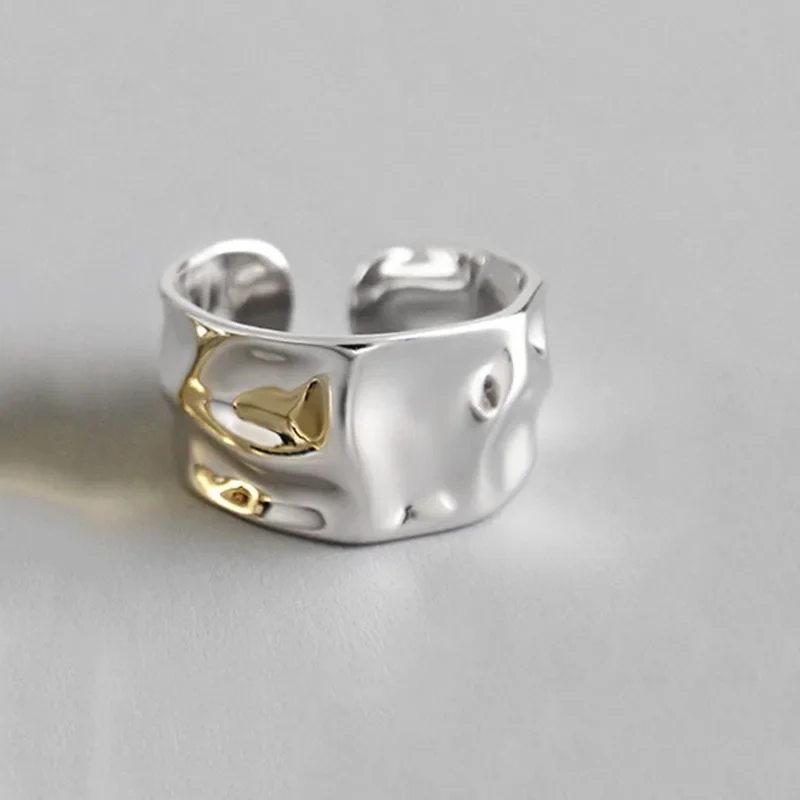 Concave-Convex Irregular Surface Wide Rings Men Women Vintage Jewelry Simple Retro Silver Color Metal Geometric Open Ring Gifts