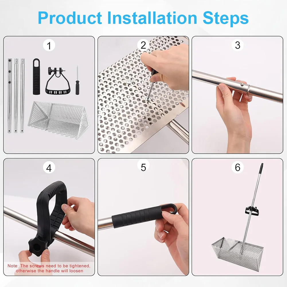 

Stainless Steel Sand Screen Foldable Beach Shark Tooth Screen Shell Shovel Sand Filting Rake Beach Shovel And Screening Gear