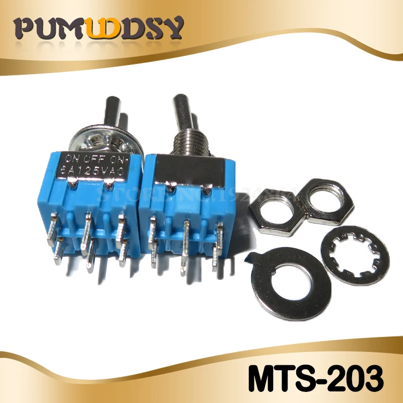 10PCS MTS-102 MTS-103 MTS-202 MTS-203 6A 125V Mini 3/6PIN ON-OFF/ON-OFF-ON Interruttori A Levetta Per La Commutazione Luci Motori MTS