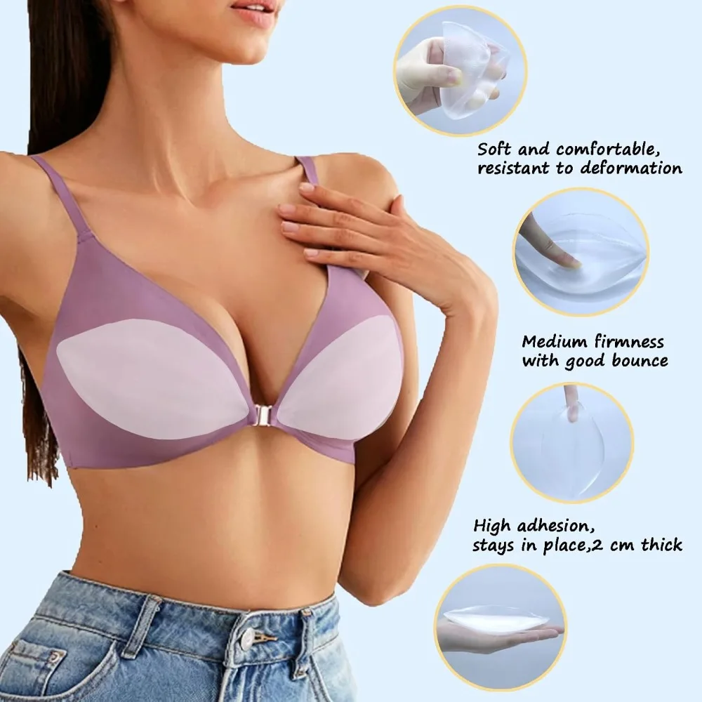 Adhesive Silicone Bra Inserts - Removable Push Up Pads for Enhanced Lift & Shape | Chicken Cutlets for Bras, Bikinis view 4