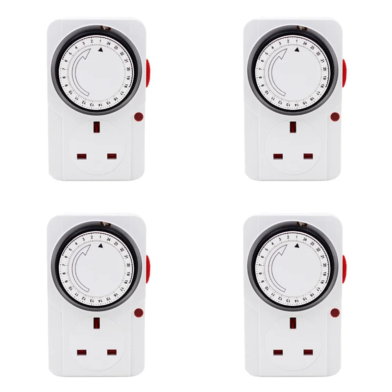 

A84X-4X 24-Hour Segmented Timer Switch-Energy-Saving Plug Timer Socket Kit-With Programmable Time Controller UK Plug
