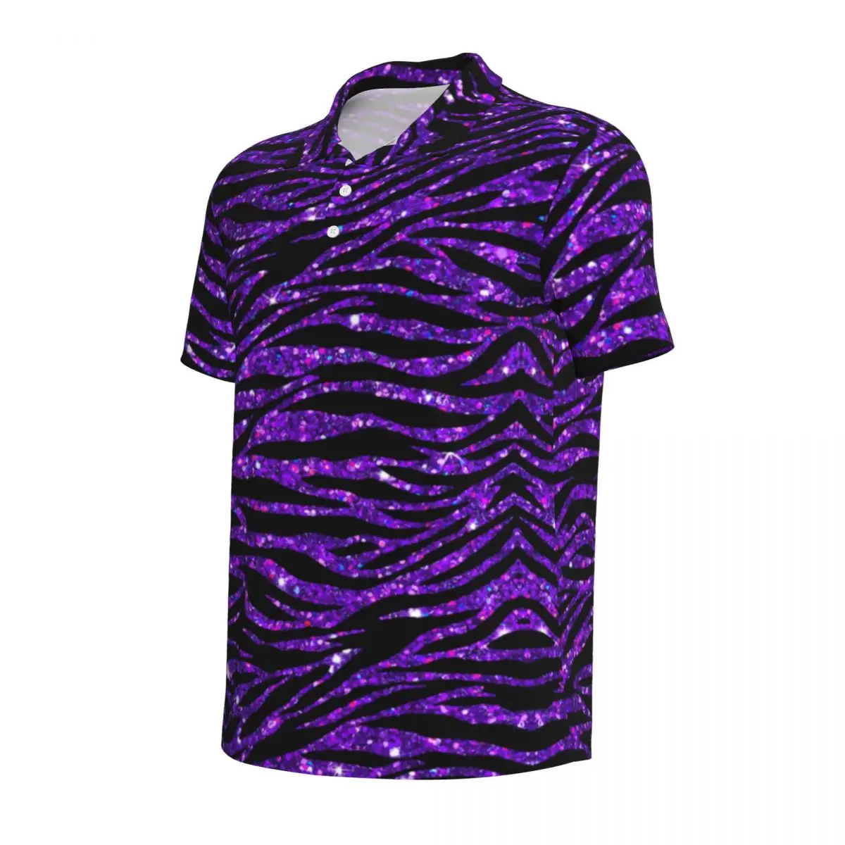 Animal Stripes Casual Polo Shirts Modern Glitter Print T-Shirts Short Sleeve Graphic Shirt Day Novelty Oversized Clothing Gift