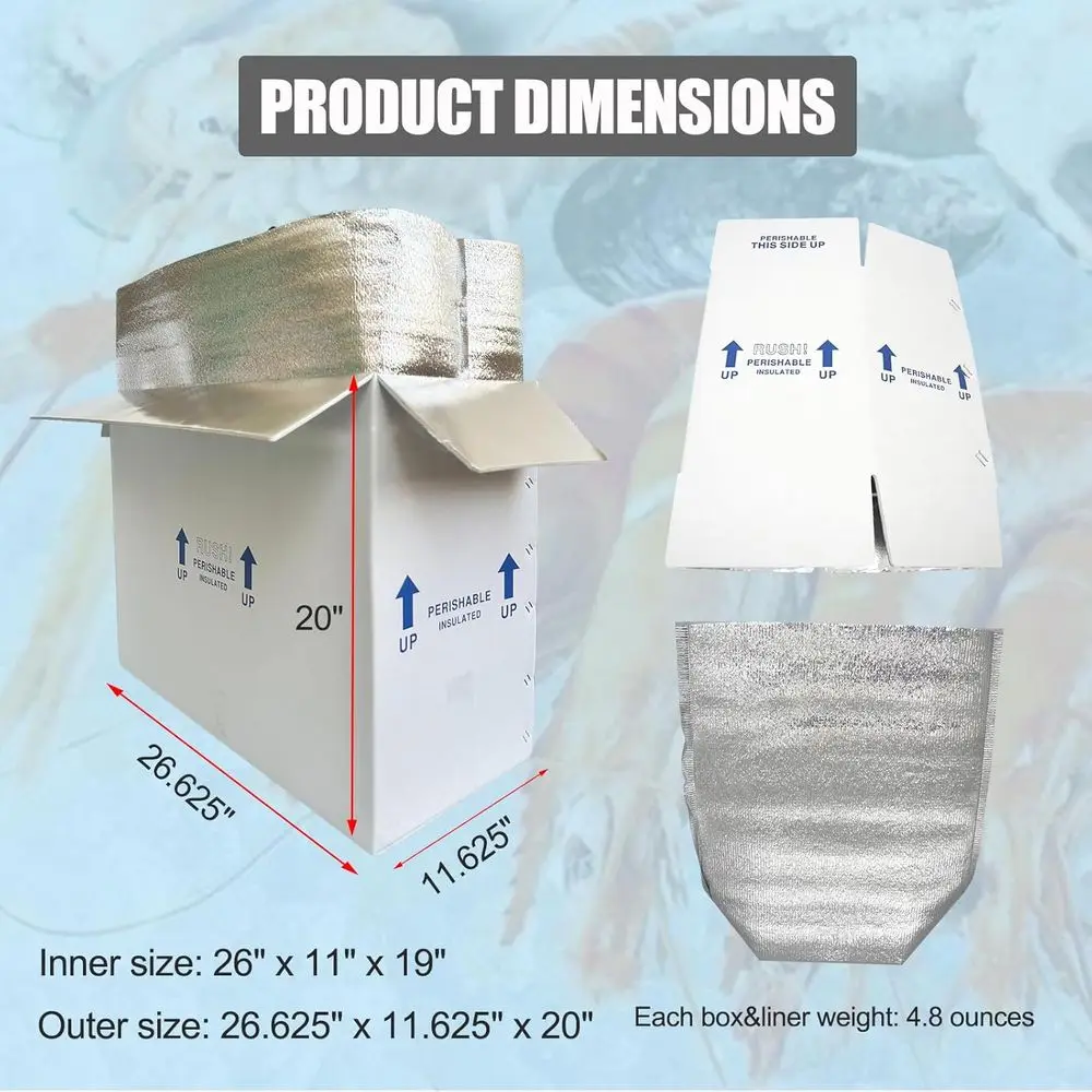 Set di 4 Scatole Isolanti Riutilizzabili per Spedizioni di Prodotti Deperibili con Rivestimento Interno Isolante