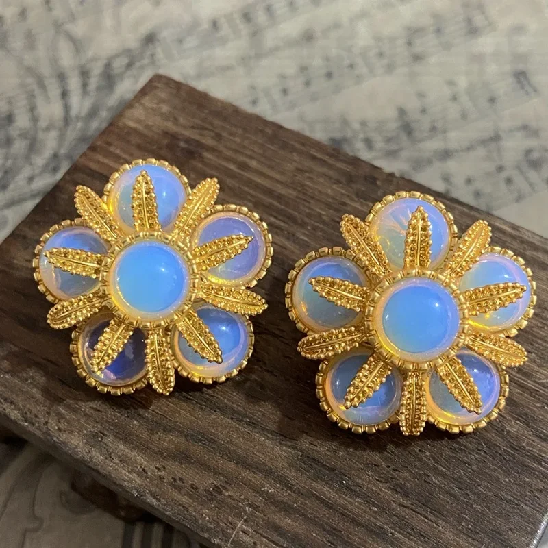 

Antique Protein Glaze, Classical High-end Vintage Stud Earrings, Fashionable High-end Double-layer Flower Earrings, Earrings,