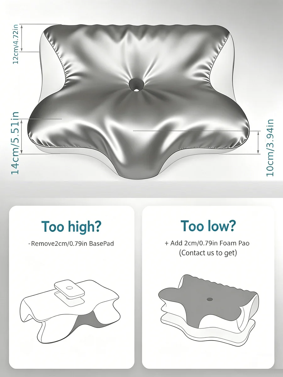 

Memory Foam Pillow For Neck Support, Ergonomic Cervical Pillow For Bed, Removable Washable Pillowcase, Soft Comfort Pillow For S