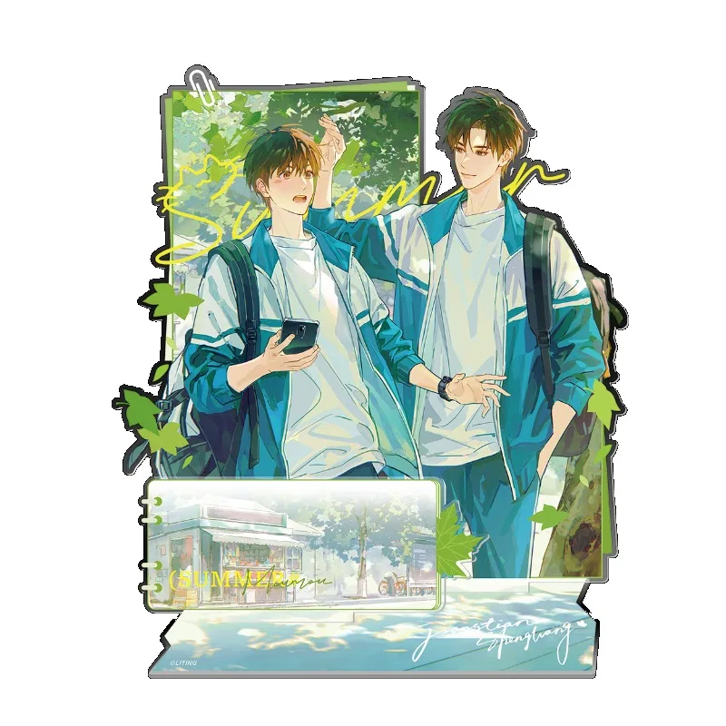 Mou Mou Novel Musuli Turunan Perifer Seri Angin Musim Panas Lencana Kartu Foto Bata Akrilik Jiang Tian dan Sheng Wang