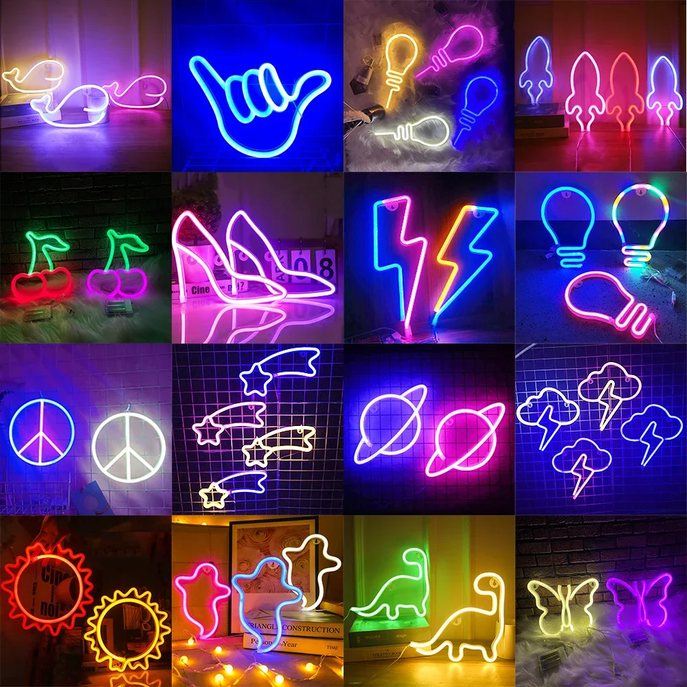 LED Neon Sign Light Fruit Shaped Restaurant Wall Neon Light Hanging Lamp for Party Wedding Shop Birthday Room Home Decoration