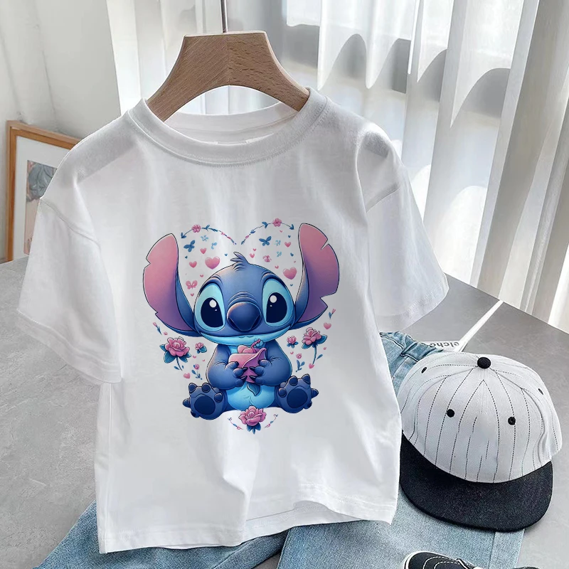 

Lilo & Stitch Children T-shirt Birthday Clothes Disney Kids Kawaii Tee Tops Casual Clothing Boy Girl Short Sleeve Fashion Gifts