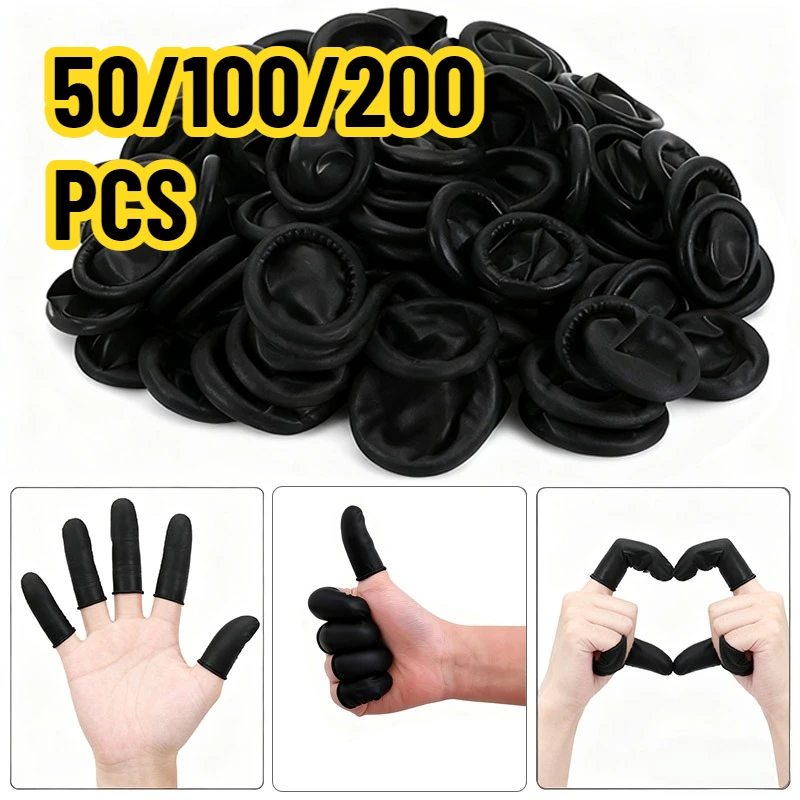 50/100/200PCS Black Disposable Finger Covers Fingertip Protector Gloves Suitable For Use Daily Cleaning Beauty Tools Accessories