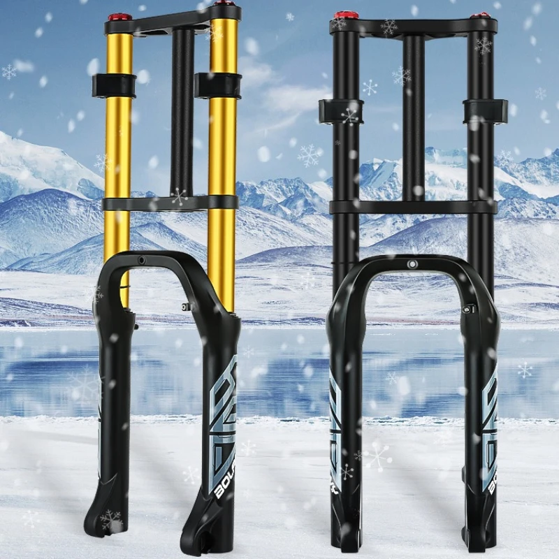BOLANY Dual-shoulder Snowmobile Front Fork 20/26 Inch Upper Damping Front Fork Suitable for 4.0 Fat Tire Air Suspension Fork