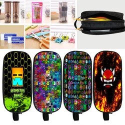 Angry Geometry Dash Pencil Case Double Layer Boys Girls Pen Storage Bags School Student Supplies Stationery Box