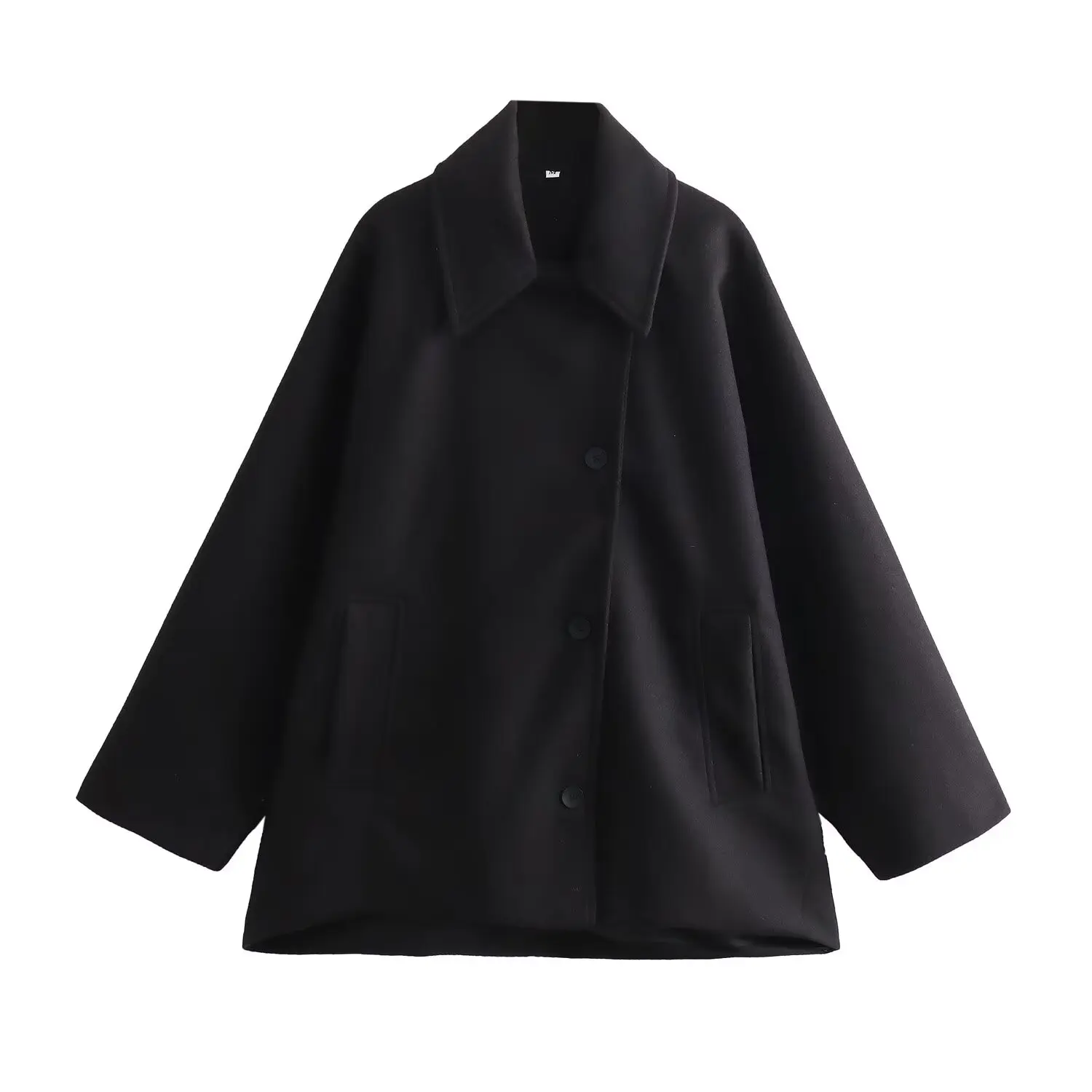 

Women's Trench Coat Oversized Wool Blend Lapel Jacket Elegant Casual Overcoat