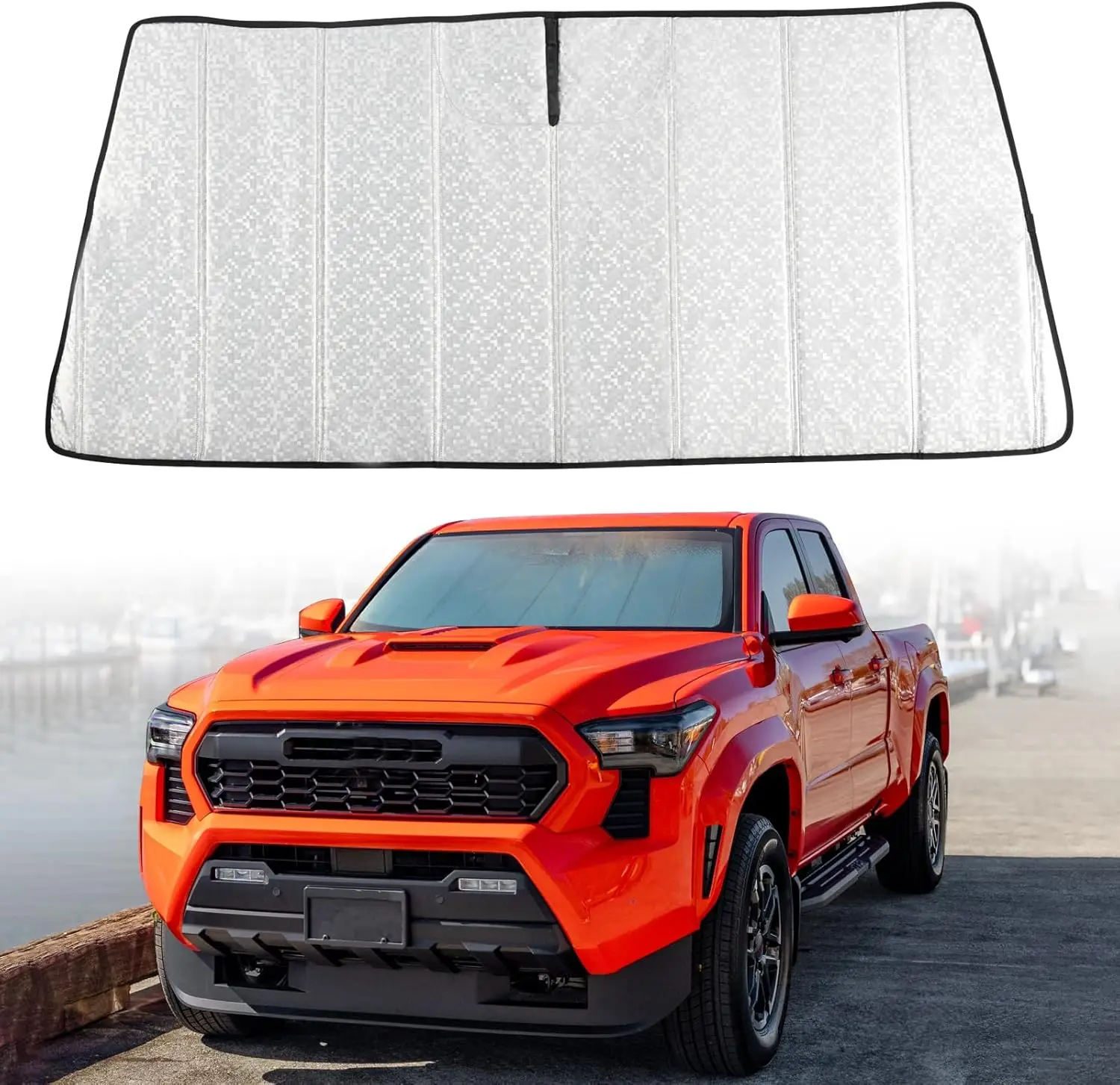 

Custom Fit Windshield Sun Shade for Tacoma 2024-2026 - Complete Light & UV Blocking