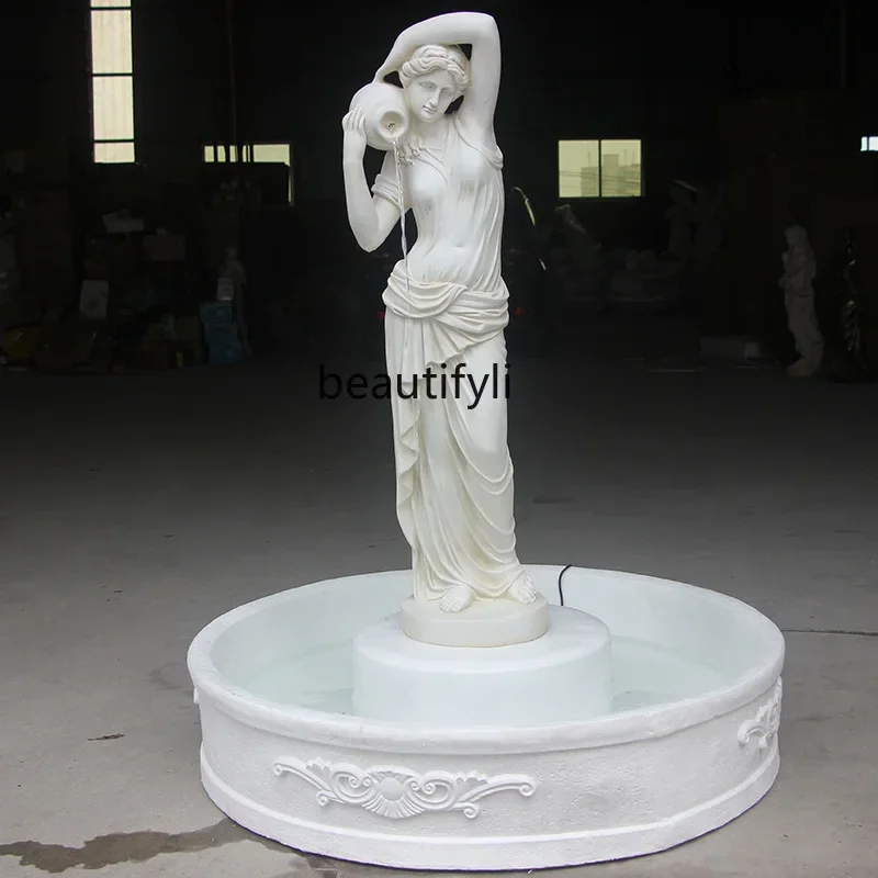 

European ladies outdoor water garden decoration water circulation fountain character multi-work ornament, landscape creativity