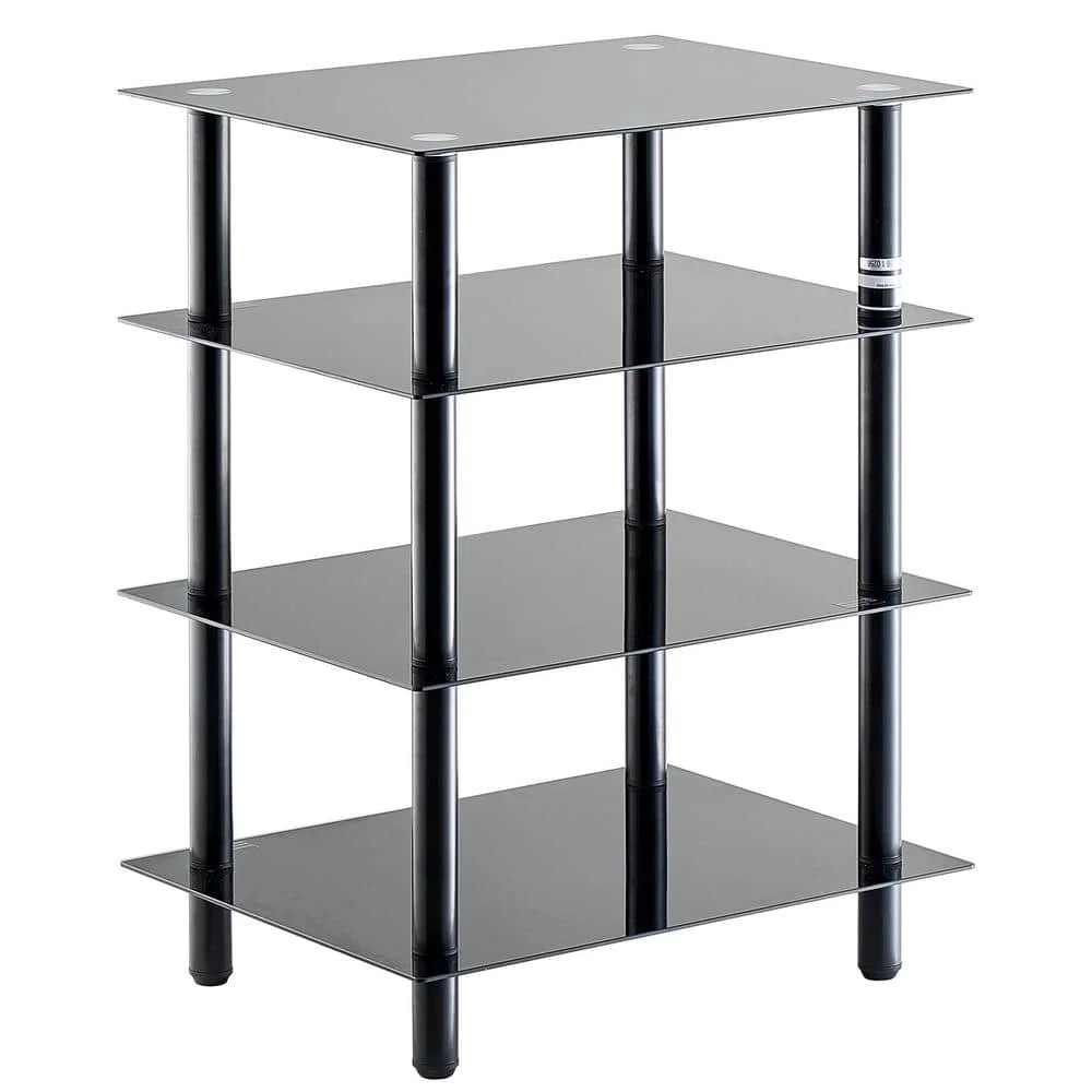 

AV Media Stand 4-Tier, Audio/Video Stand with Strengthened Tempered Glass Shevles for DVD/Cable Boxes