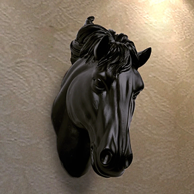 3D Horses Head Wall Art Resin Sculpture Animal Decorations Living Room Home Decor Craft Figurines