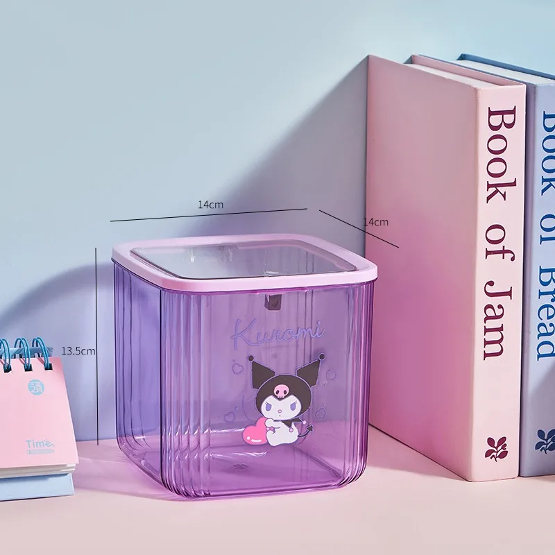 Avant-garde cartoon print desk storage box cute pattern mini desk trash can pen holder storage box ladies office dormitory gift view 6