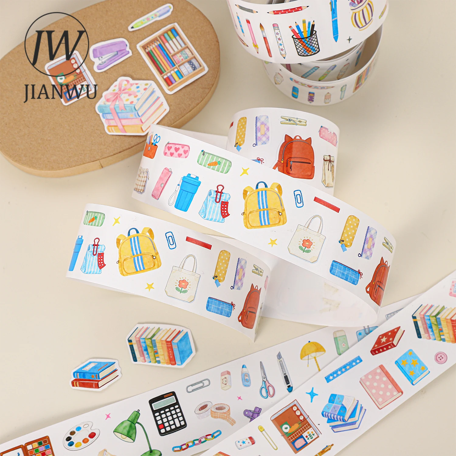 JIANWU Stationery and Grocery Store Series Vintage Book Pen Landscape Material Collage Tape Creative DIY Journal Stationery