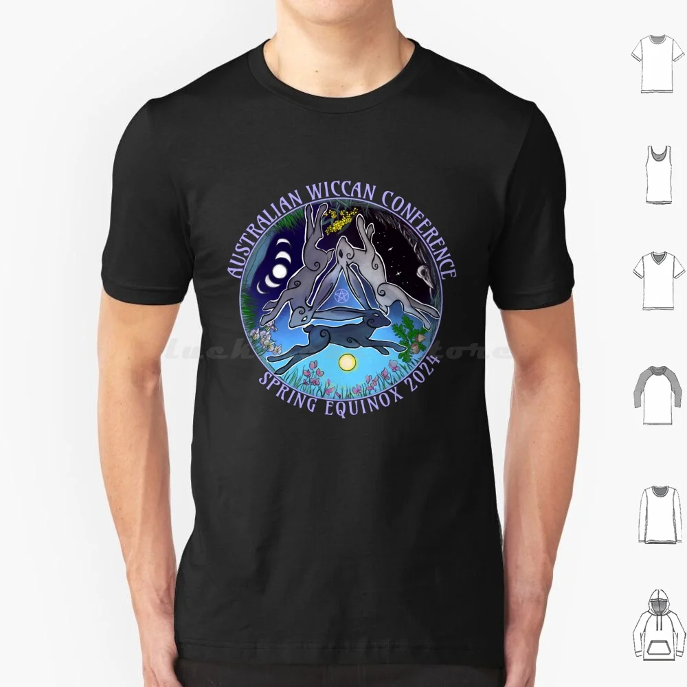 Awc 2024-Colour T Shirt Cotton Men Women DIY Print Wiccan Wheel Of The Year Seasons Australian Wiccan Conference Hare Rabbit