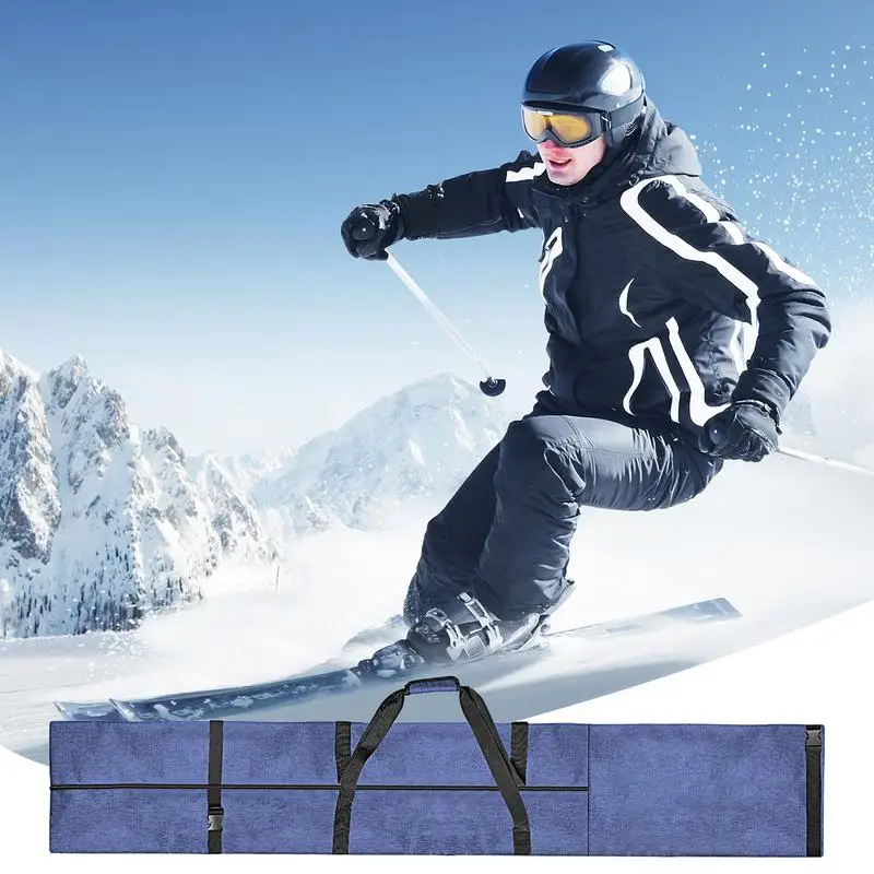 Ski Bag Large Ski Organizer Bag WaterproofSnow Boot Bag Portable Ski Boot Travel Storage Bag Adjustable Length Fit Skis Up To