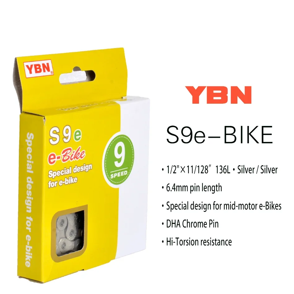 YBN E-Bike Chains 8/9/10/11/12 speed Electric bicycle chain Special design For Mid-Motor BOSCH E-Bike and SHINANO e-Bike System