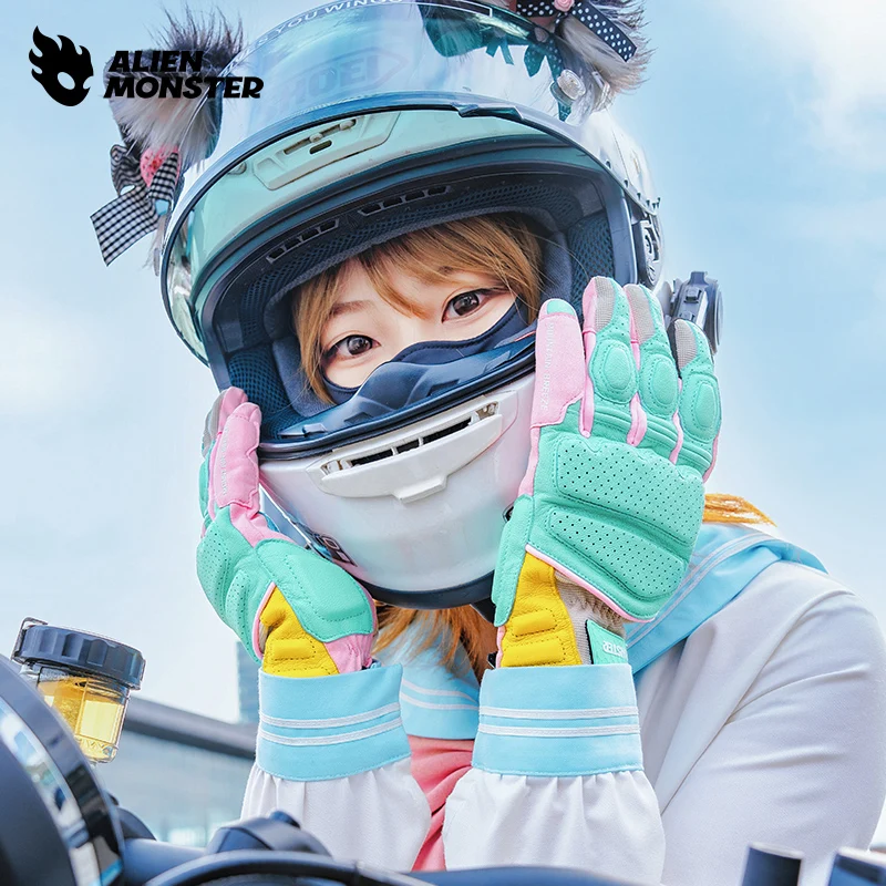 

Motorcycle Leather Gloves Summer Mesh Breathable Men Women Touch Screen Non-slip Motobike Cycling Gloves Full Finger Protective