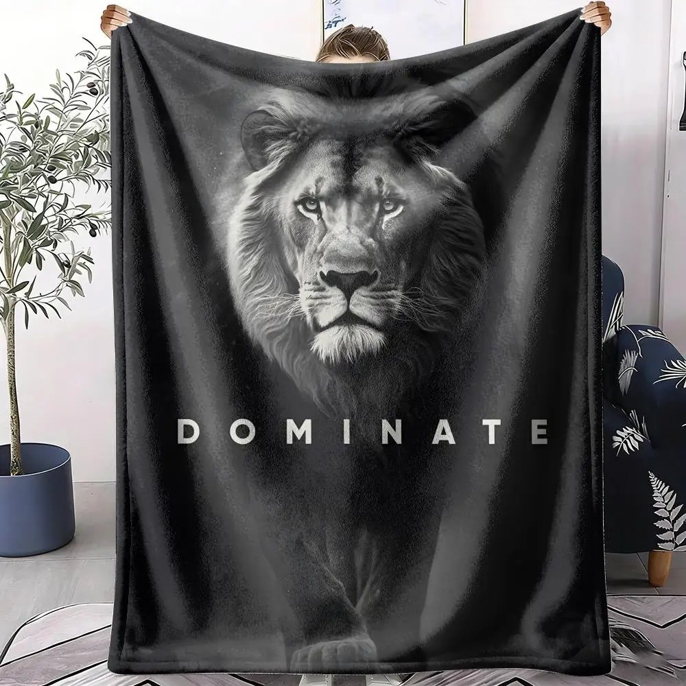 Panther Lion Motivational Throw Soft Flannel Throw Summer AC Blanket Lightweight Cool Nap Blanket for Sofa Bed Couch Travel