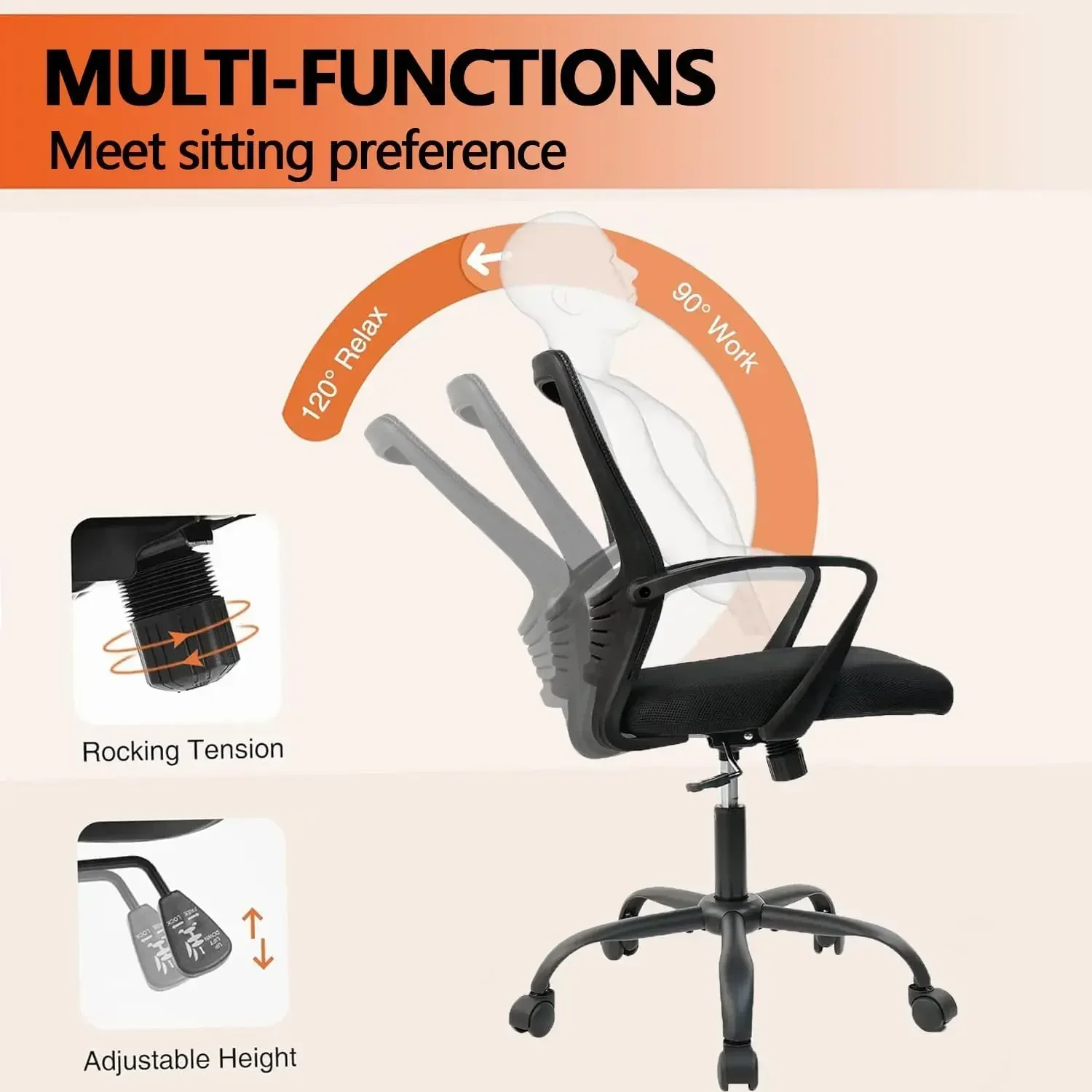 [Discounted Price, Hot Sale!]Office Chair Ergonomic Rolling Computer Desk Chair with Lumbar Support, Mesh Swivel Executive Chair