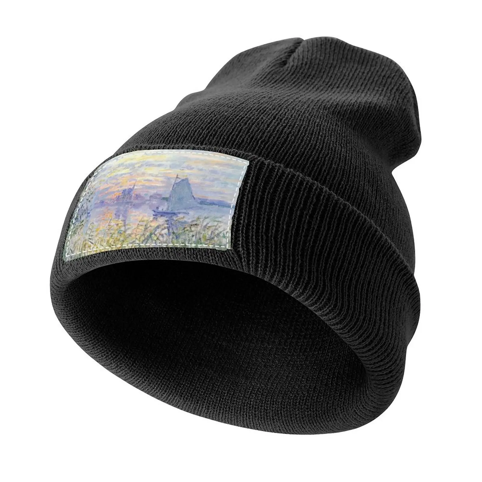 Claude Monet Soleil Couchant Sur la Seine à Lavacourt - Sunset on The Seine Knitted Cap Custom Cap Golf Women Men's