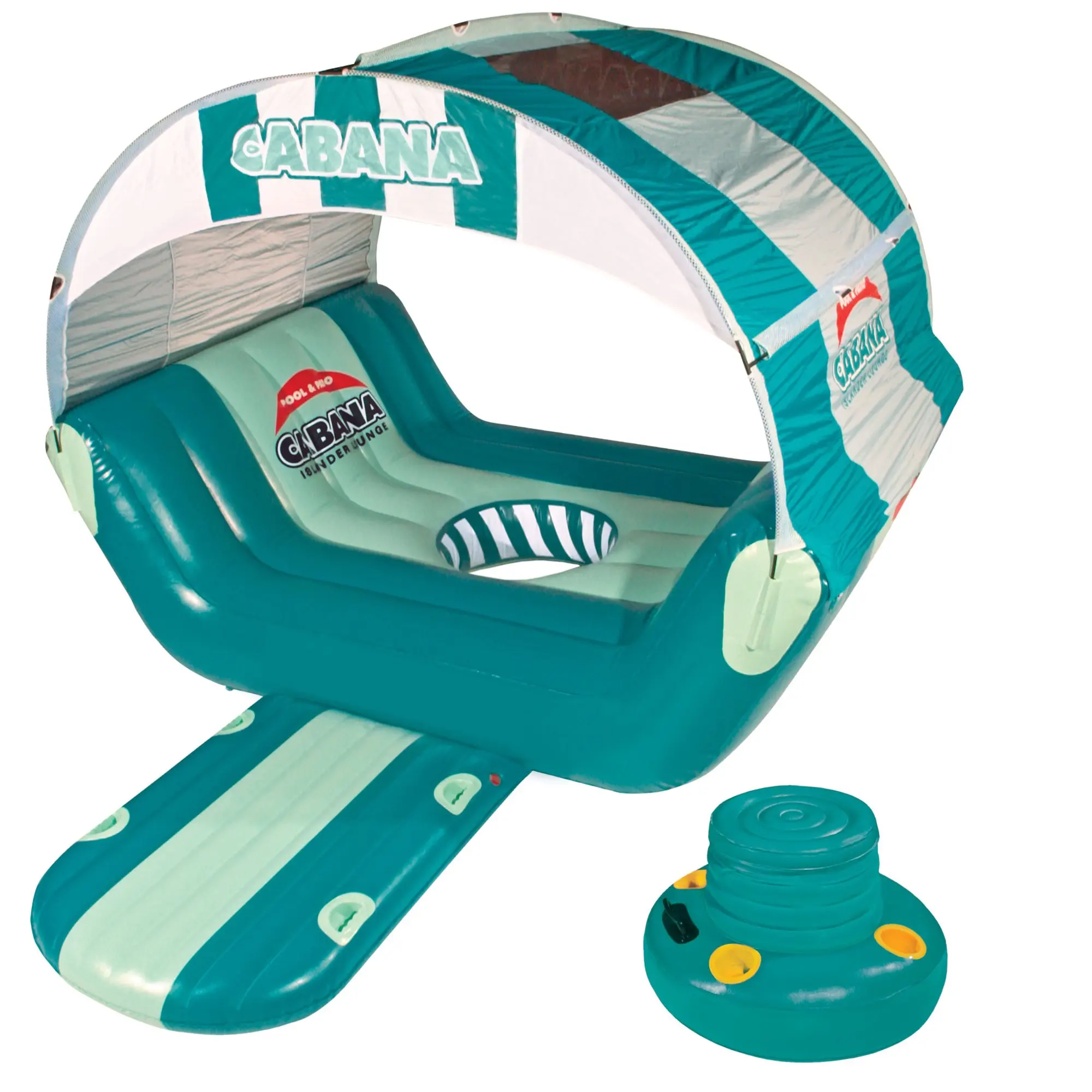 عوامة جزيرة قابلة للنفخ تتسع لـ 6 أشخاص مع سطح كابانا للشمس للبحر والبحيرة